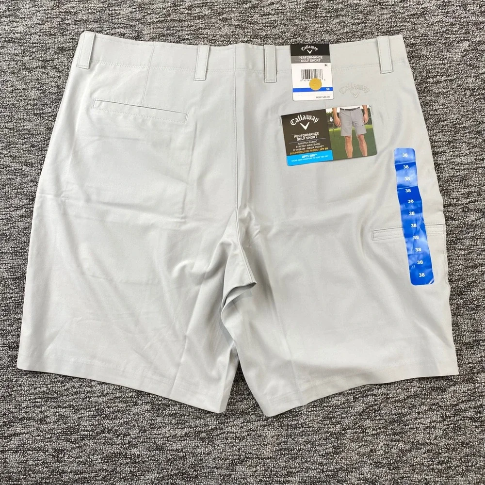 NWT Callaway Performance Golf Shorts Mens 38 Gray 9 In Opti Dri UPF 50 Stretch